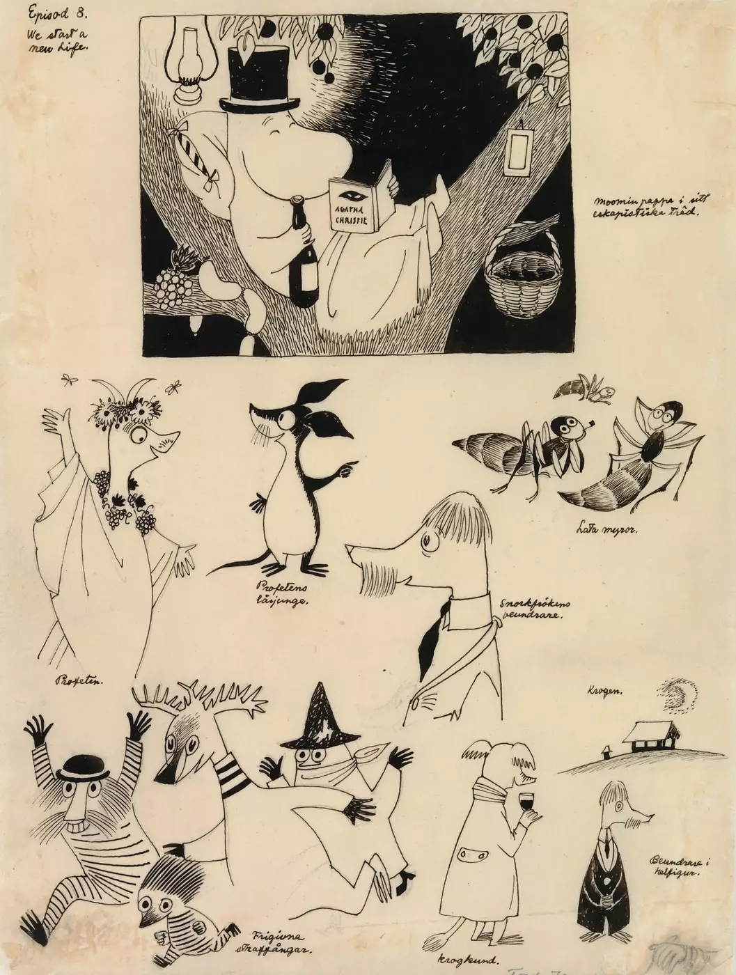 Croquis pour Moomin le Troll.